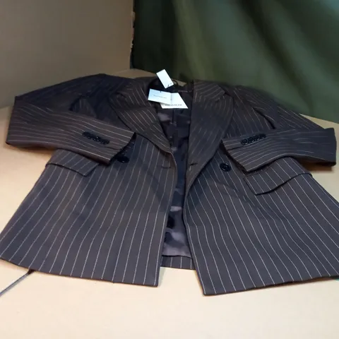 PULL & BEAR CHOCOLATE PINSTRIPED WOMENS BLAZER - SMALL