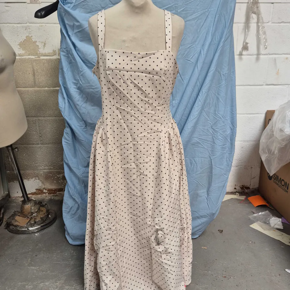 CIDER WOMEN’S POLKA DOT DRESS – CREAM WITH BLACK DOTS, SIZE M