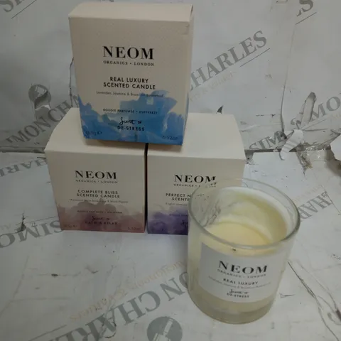 SET OF 3 PRE LIT NEOM SCENTED CANDLES 