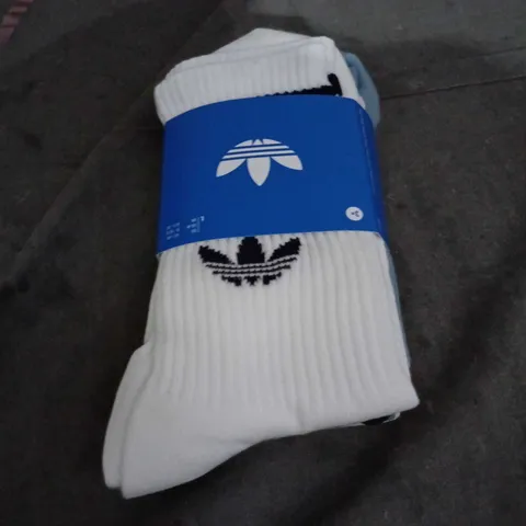 ADIDAS CREW SOCKS – 3 PAIRS, WHITE SIZE 8.5-10
