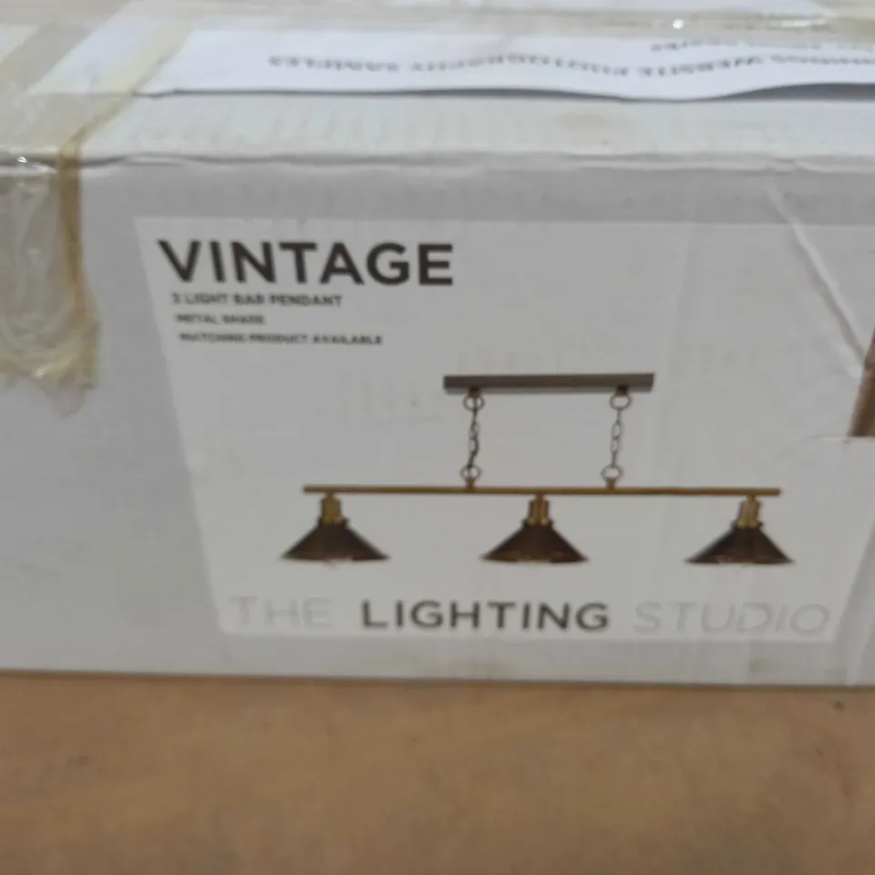 THE LIGHTING STUDIO VINTAGE 3 LIGHT BAR PENDANT - METAL SHADE 
