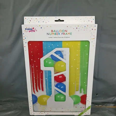 BOXED PUKKA PARTY BALLOON NUMBER FRAME WITH 10 BALLOONS