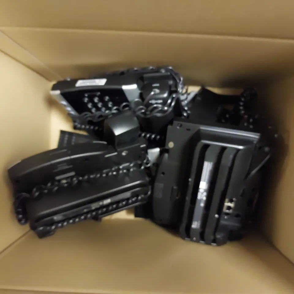 BOX OF APPROX 6 POLYCOM VVX 601 PREMIUM TOUCH SCREEN DESK PHONES