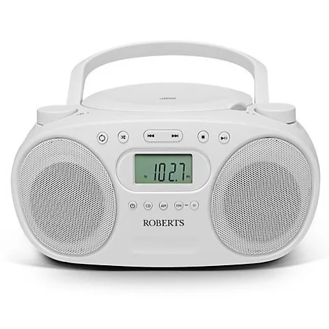 ROBERTS ZOOMBOX FM/AM RADIO WITH CD PLAYER WHITE