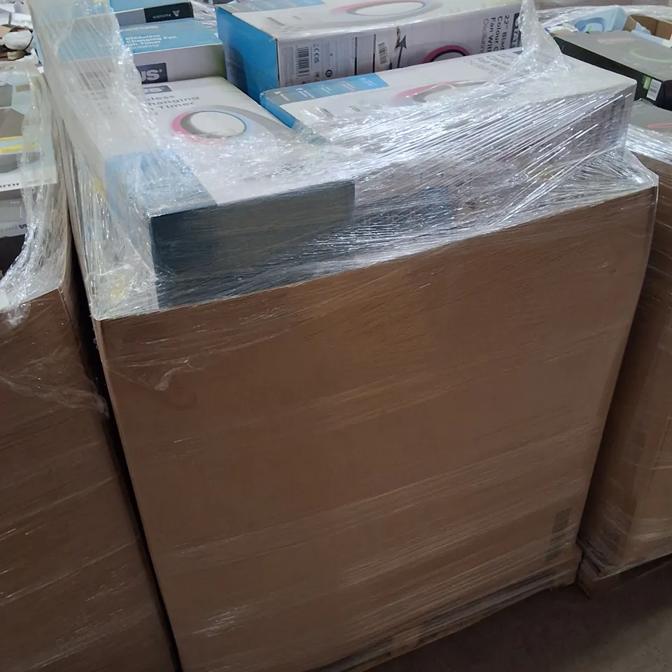 PALLET CONTAINING LARGE QUANTITY OF RETURN STATUS 22" BLADELESS COLOUR CHANGING FANS WITH TIMER & 14" TOWER FANS