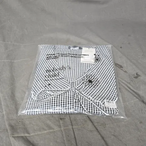 NOBODY'S CHILD BIRDIE BLOUSE IN BLACK GINGHAM SIZE 10