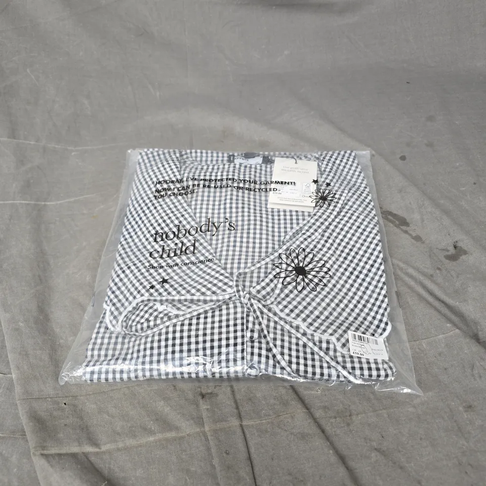 NOBODY'S CHILD BIRDIE BLOUSE IN BLACK GINGHAM SIZE 10