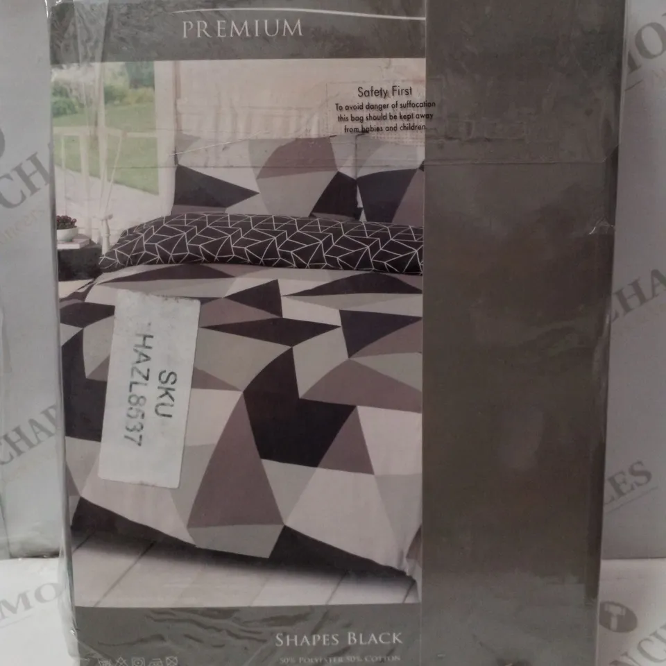 BRAND NEW DREAMSCENE PREMIUM DOUBLE 198×198CM DUVET SET - SHAPES BLACK