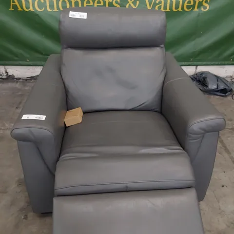 QUALITY ITALIAN DESIGNER ADRIANO POWER RECLINING EASY CHAIR CHARCOAL LEATHER