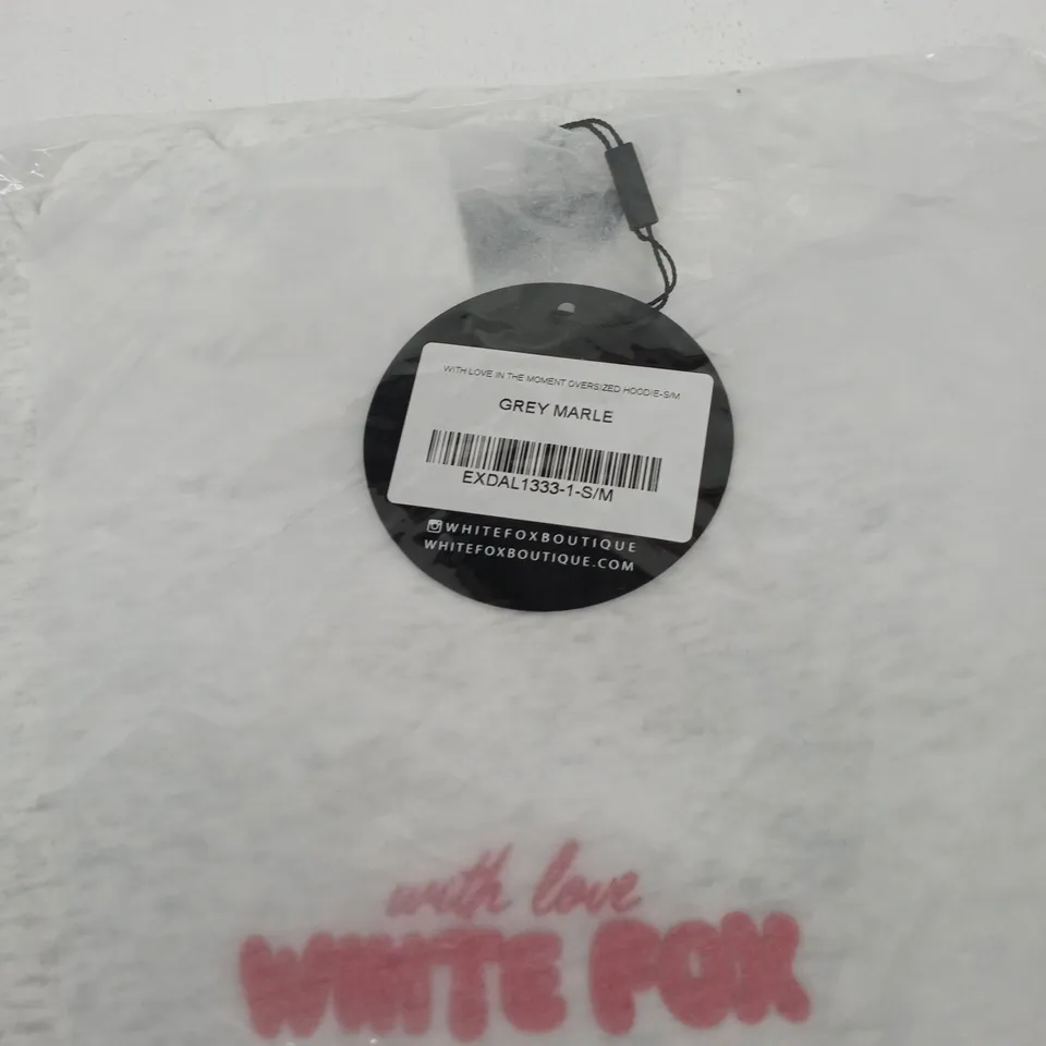 WHITE FOX BOUTIQUE GREY MARL OVERSIZED HOODIE – S/M
