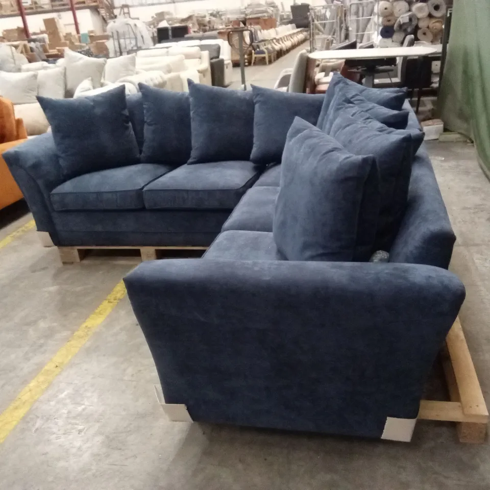 DURY FABRIC CORNER GROUP SCATTER BACK SOFA - BLUE RRP £999