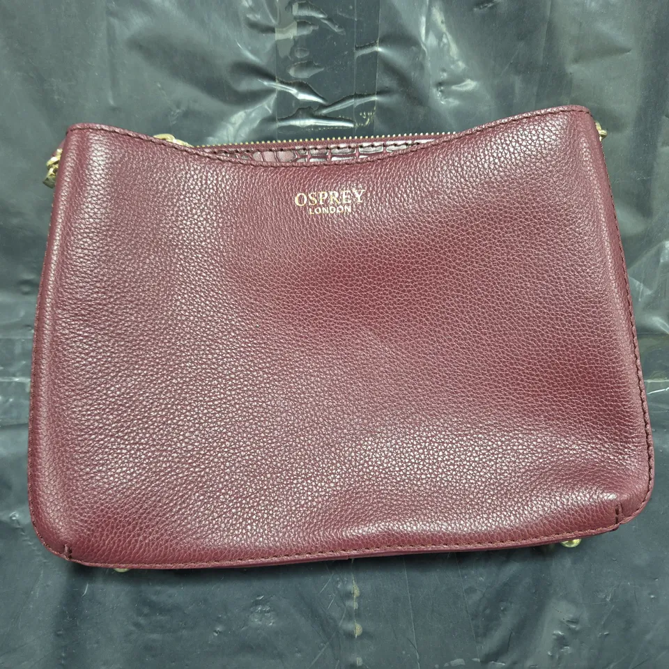 OSPREY LONDON CHICHESTER LEATHER CROSSBODY BAG IN BORDEAUX