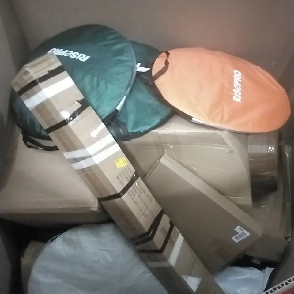 PALLET OF ASSORTED HOUSEHOLD GOODS AND PRODUCTS TO INCLUDE;POP UP TENTS, BOXED FURNITURE ETC