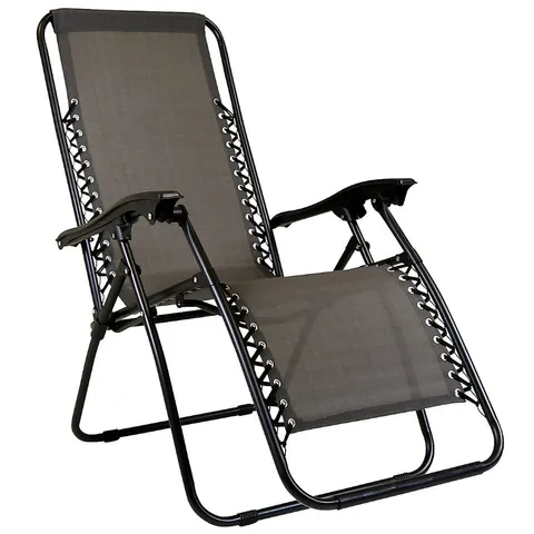 BRAND NEW BOXED ZERO GRAVITY RECLINING GARDEN CHAIR - GREY (1 BOX)