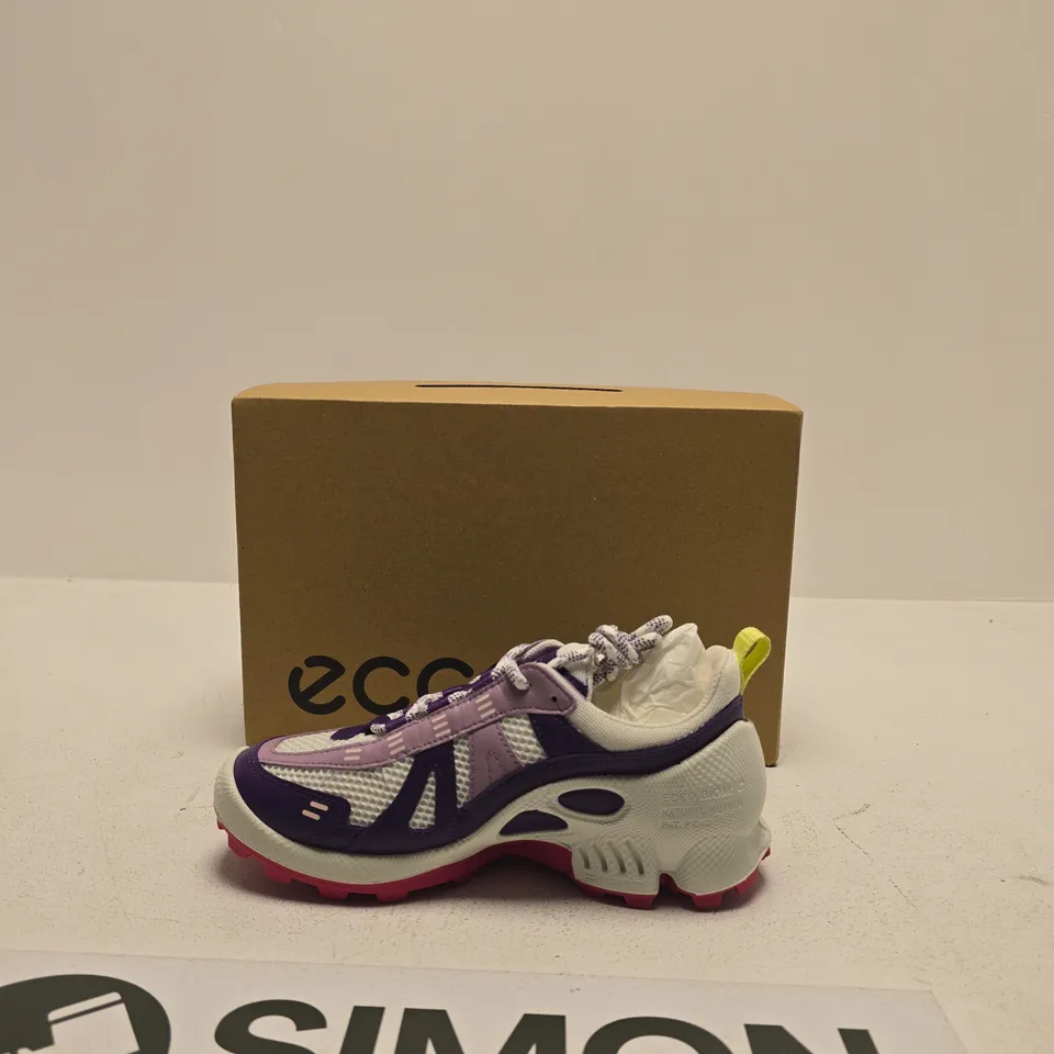 ECCO TRAINERS – PURPLE, PINK & WHITE MESH (BOXED) SIZE UK 3.5-4