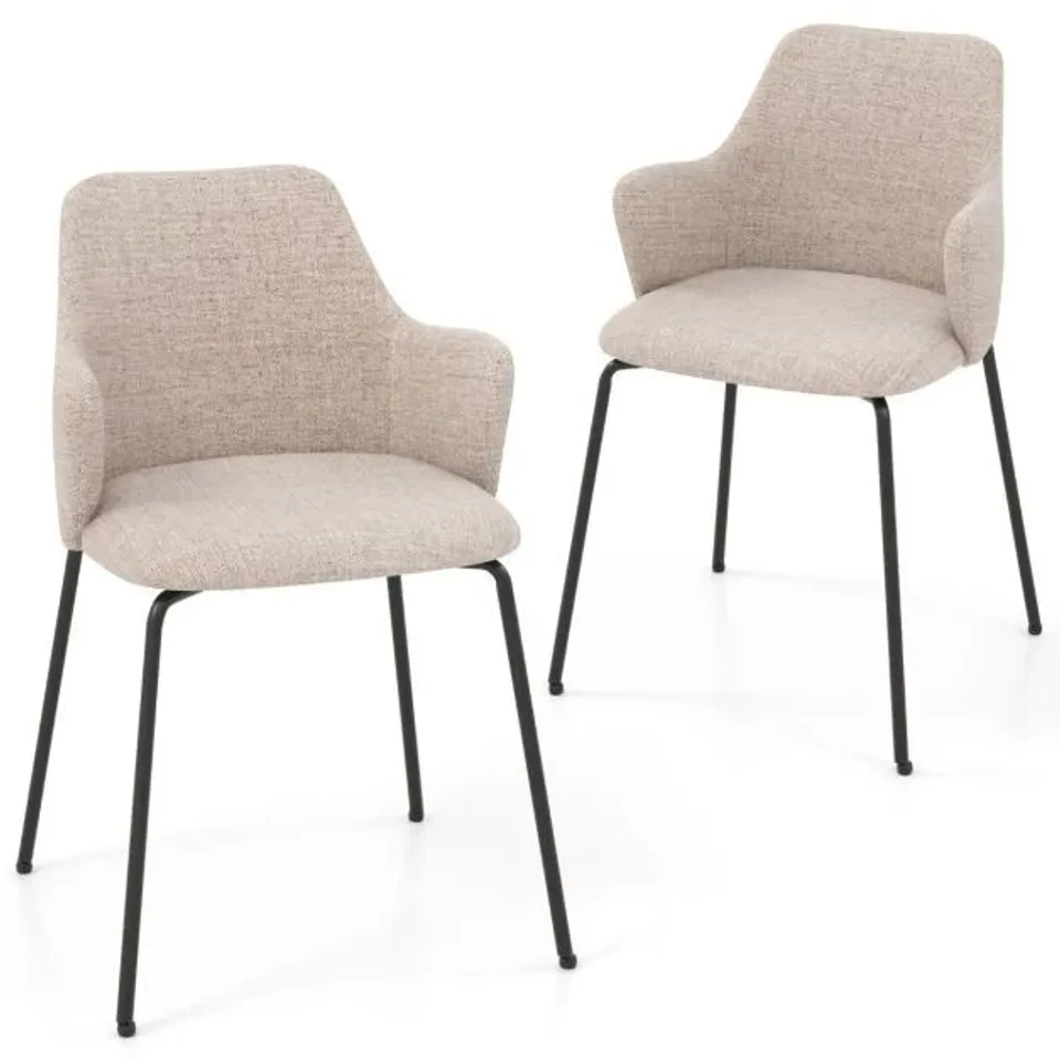 BOXED COSTWAY DINING CHAIRS SET OF 2 UPHOLSTERED ACCENT CHAIRS WITH CURVED BACKREST - WHITE