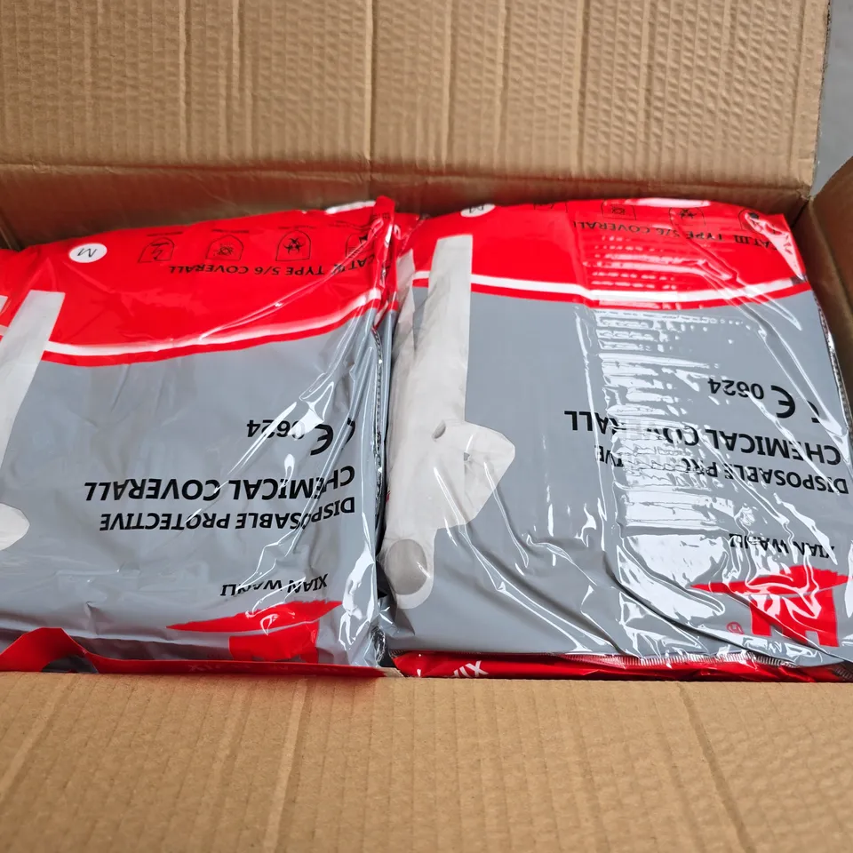 BOX OF 50 XIAN WANLI DISPOSABLE PROTECTIVE CHEMICAL COVERALL IN WHITE SIZE M