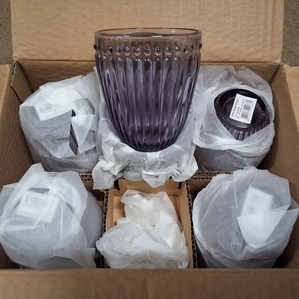 SET OF 6 ANTON STUDIO PURPLE LOIRE TUMBLERS 