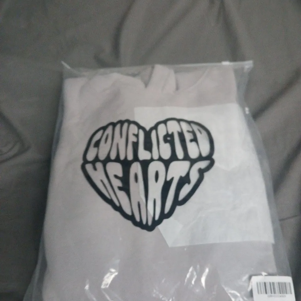 CONFLICTED HEARTS HOODIE GREY SIZE S