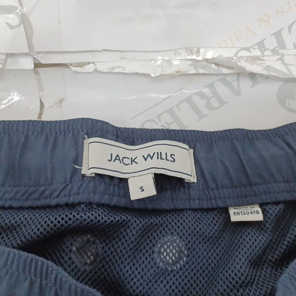 JACK WILLS NAVY BLUE LOGO SWIMMING SHORTS- SMALL