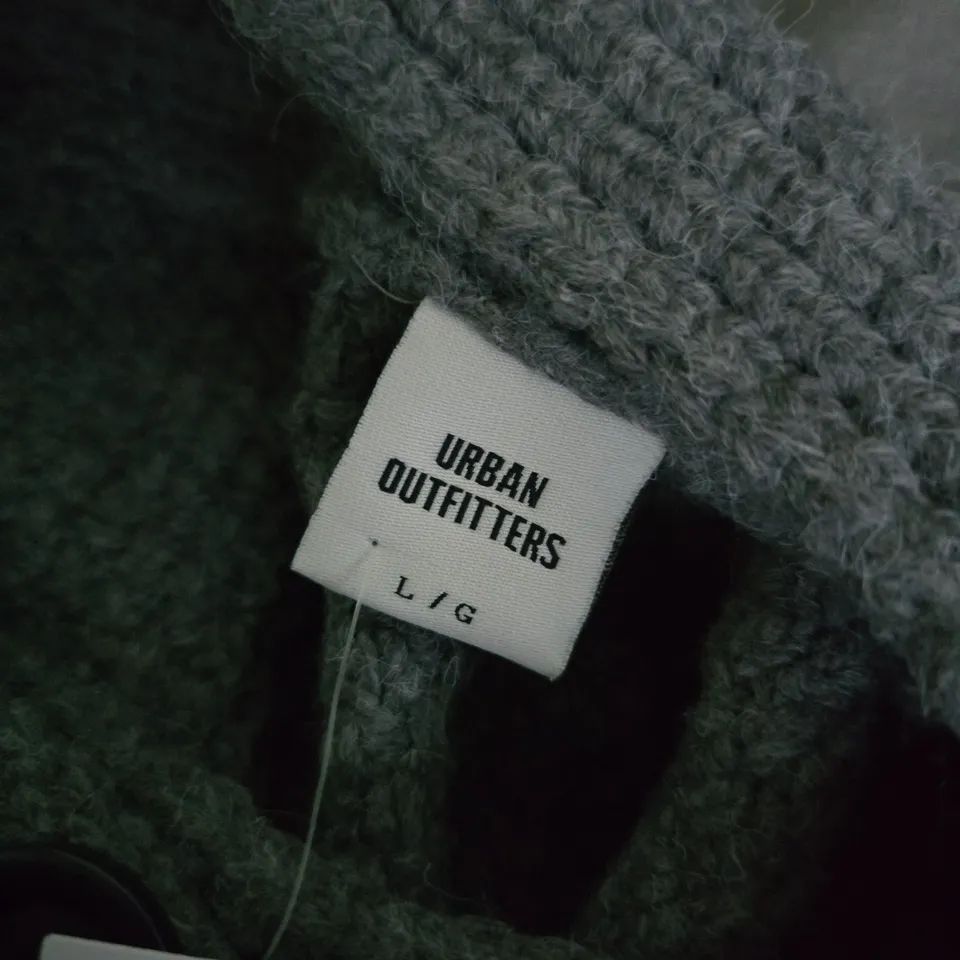 URBAN OUTFITTERS GREY KNIT CARDIGAN – SHORT SLEEVE, SHAWL COLLAR – UK L (L/G)