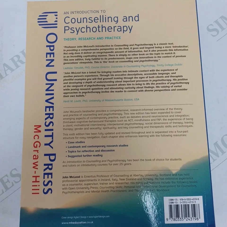 AN INTRODUCTION TO COUNSELLING AND PSYCHOTHERAPY 6TH EDITION JOHN MCLEOD