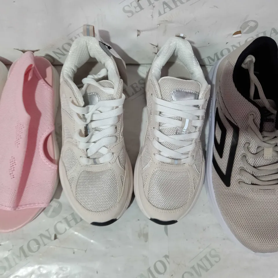 BOXED PAIR OF APPROXIMATELY 15 ASSORTED PAIRS OF SHOES AND FOOTWEAR ITEMS IN VARIOUS STYLES AND SIZES TO INCLUDE H&M, UMBRO, ETC