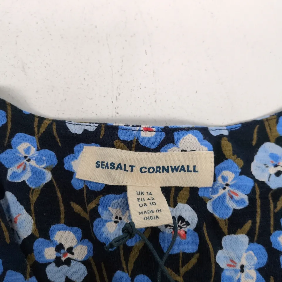 SEASALT CORNWALL WOMEN'S FLORAL DRESS, UK 14 (EU 42, US 10) MADE WITH ORGANIC COTTON
