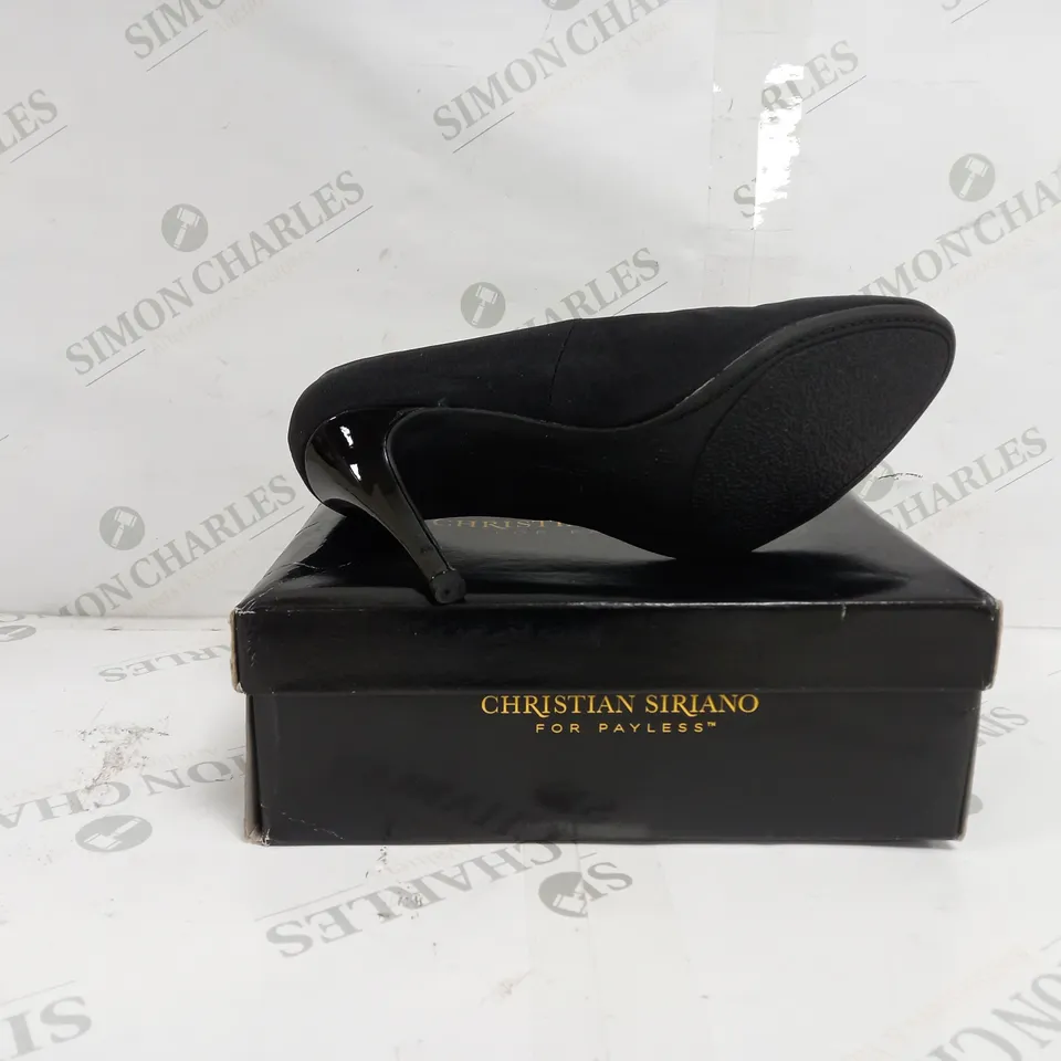 APPROXIMATELY 5 CHRISTIAN SIRIANO FOR PAYLESS KAMILLE HIGH HEEL SHOES IN BLACK SIZE 10 