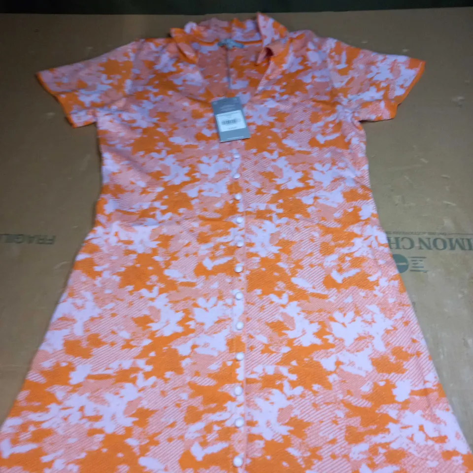 OLIVER BONAS ORANGE DAPPLE JACQUARD KNIT MINI DRESS SIZE 10