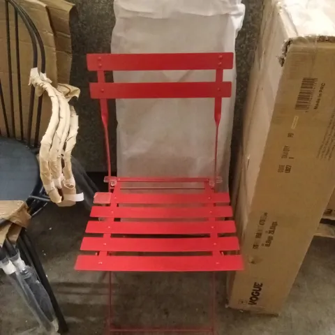 SET OF 2 RED METAL BISTRO CHAIRS