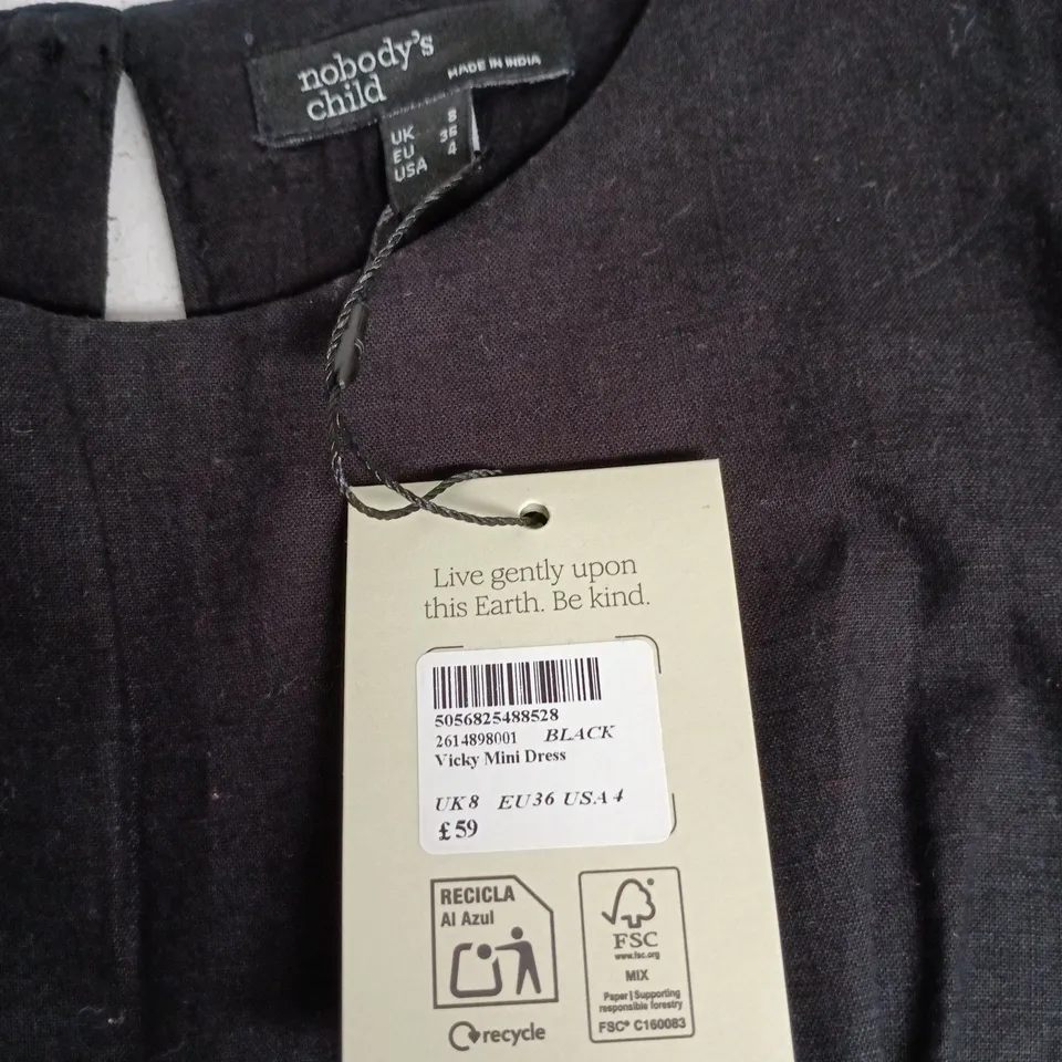 NOBODY'S CHILD VICKY MINI DRESS – BLACK, UK 8 (EU 36, USA 4)