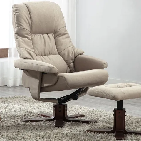 BOXED DESIGNER SWIVEL PUMICE FABRIC RECLINING CHAIR 