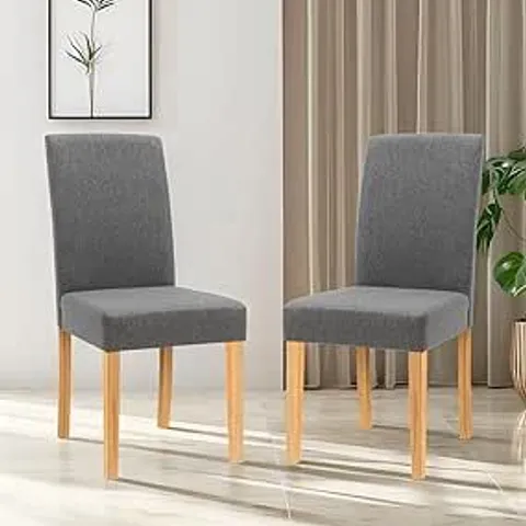 BOXED HALLOWOOD FURNITURE GREY FABRIC CHAIRS WITH OAK LEGS (1 BOX)