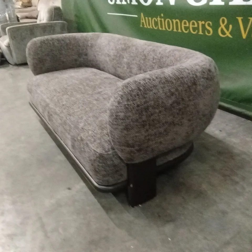 DANETTI FLORENCE MOCHA FABRIC WITH DARK WOOD 2 SEATER SOFA RRP £1099