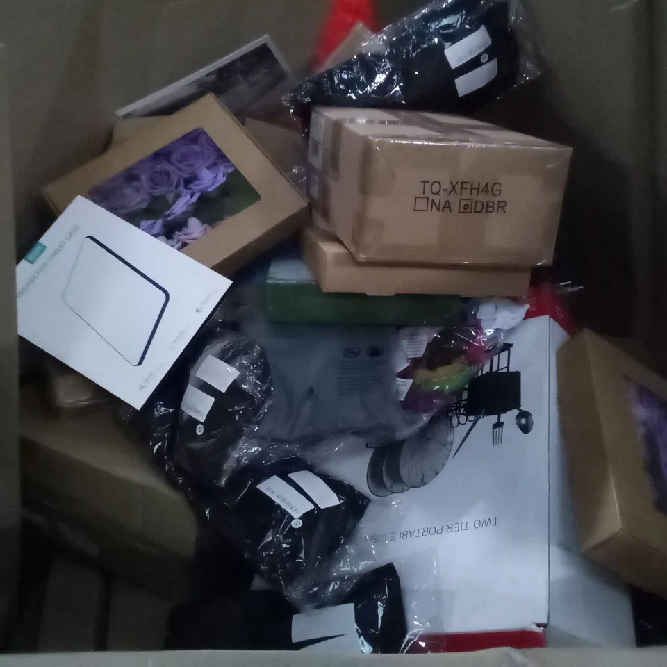 PALLET OF ASSORTED ITEMS INCLUDING  PROTECTIVE TABLET CASE, MOSQUITO KILLER, FIRE RESISTANT GLOVES, ARTIFICIAL FLOWERS, MAIL SORTER, EDINBURGH MEMORIES 2023 CALENDER 