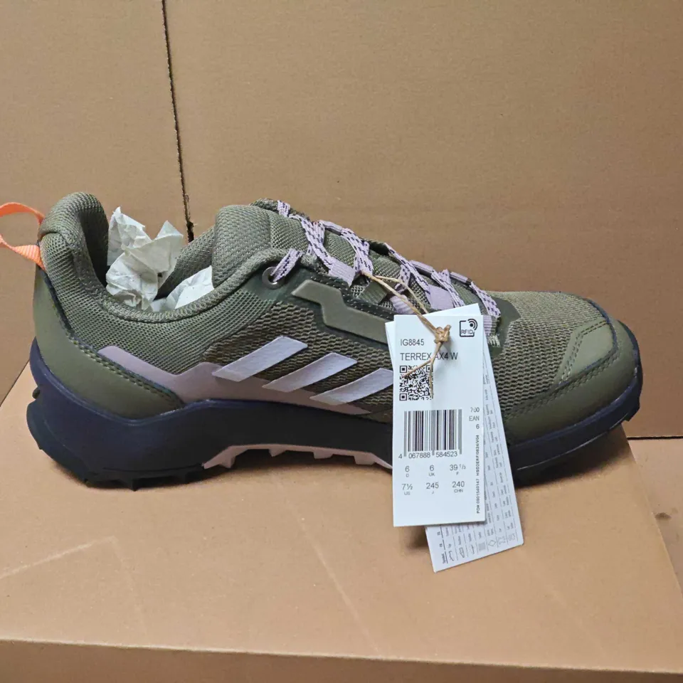 BOXED ADIDAS TERREX AX4 W HIKING SHOES – WOMEN'S, UK 6, OLIVE/GREEN