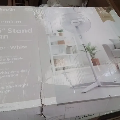 BOXED KEPLIN PREMIUM 16" STAND FAN WHITE