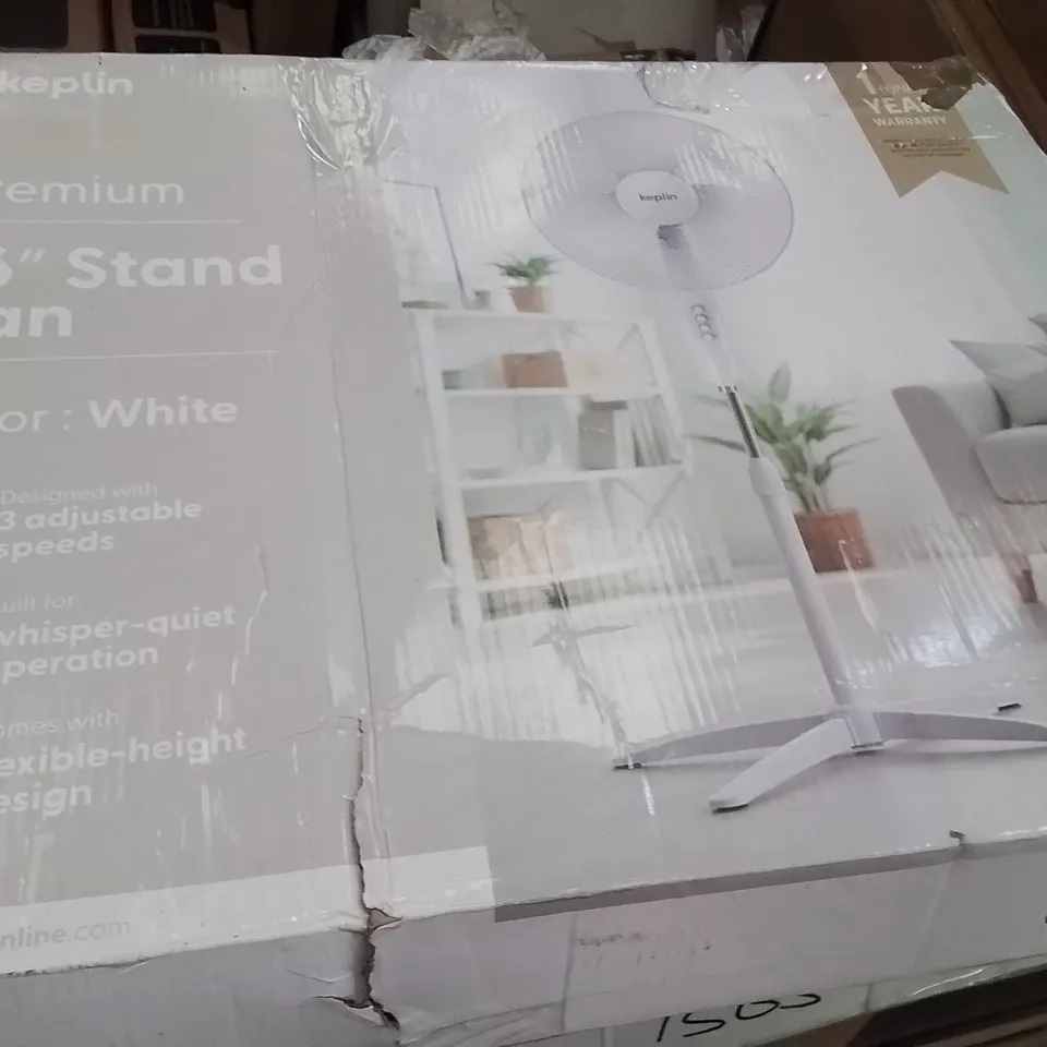 BOXED KEPLIN PREMIUM 16" STAND FAN WHITE