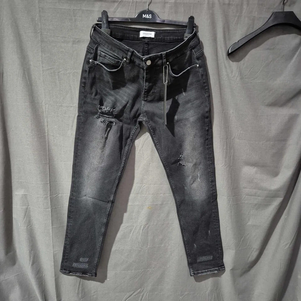 MEN'S DISTRESSED BLACK DENIM JEANS L