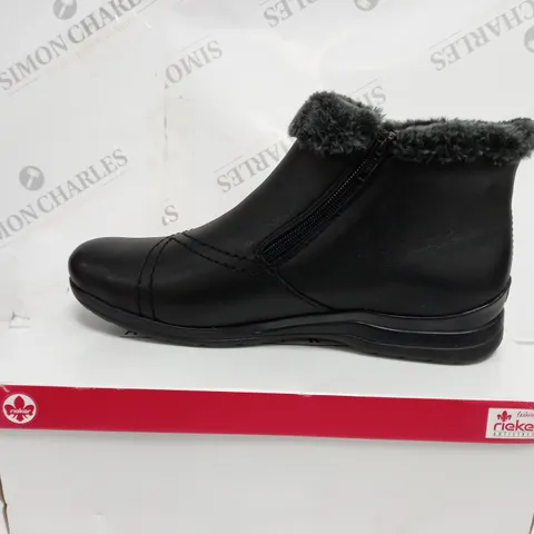 BOXED RIEKER FUR CUFF BOOTS, BLACK - SIZE 6.5