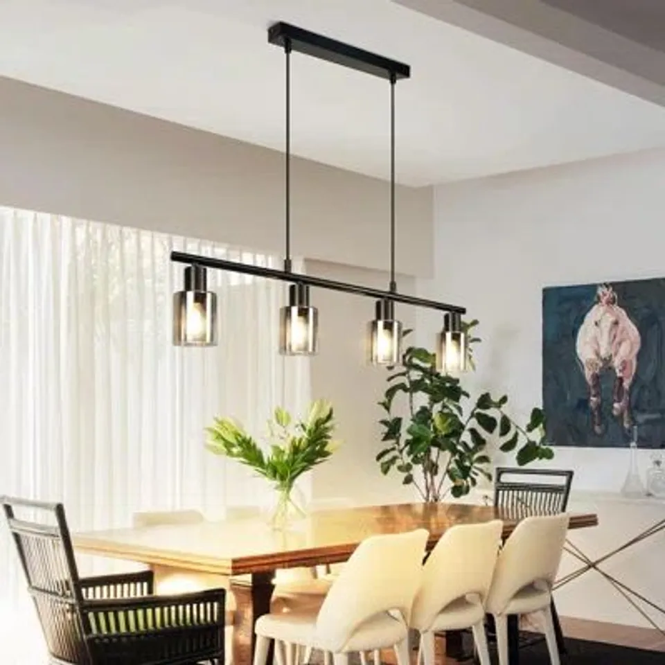 BOXED 4-LIGHT MATTE BLACK PENDANT 