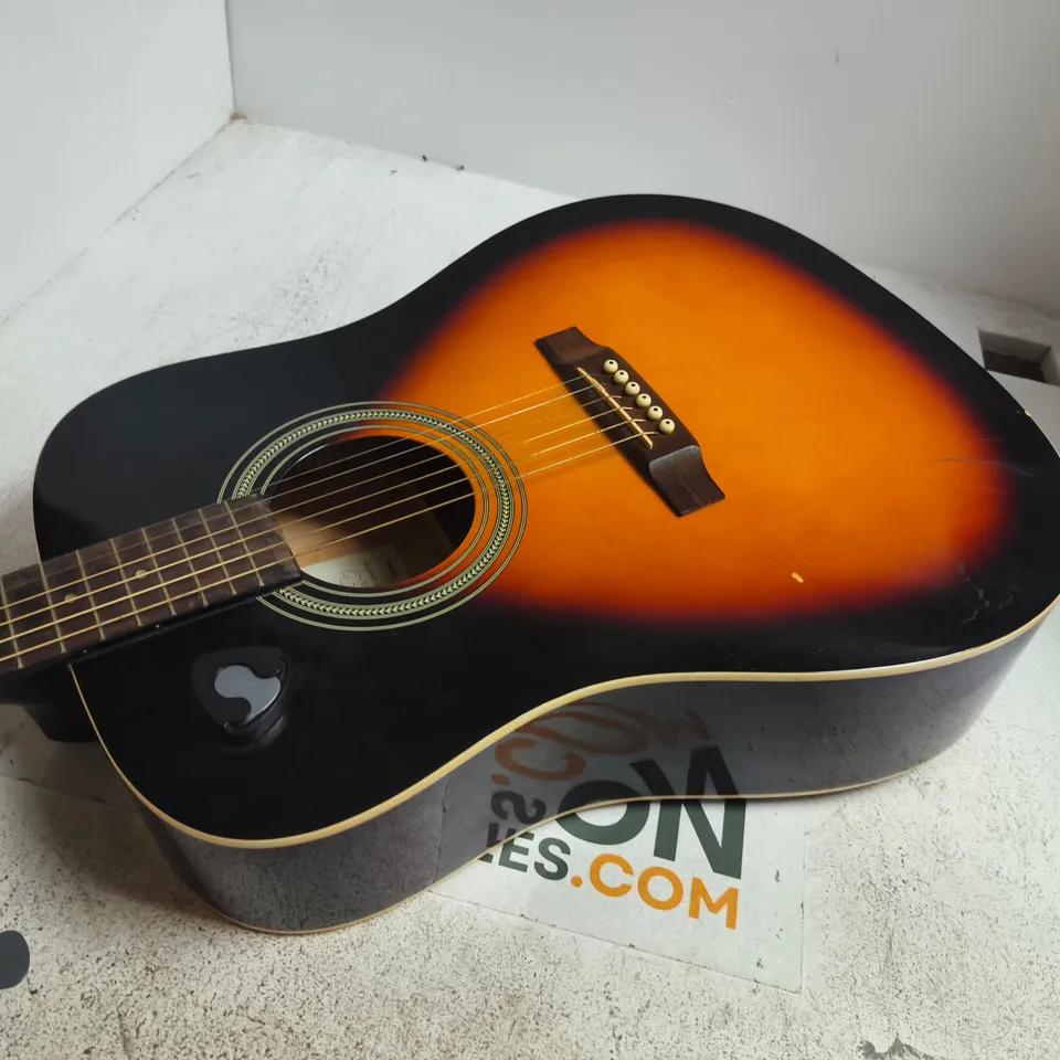 SX ACOUSTIC GUITAR IN SUNBURST FINISH W. ATTACHED PICK HOLDER & CASE