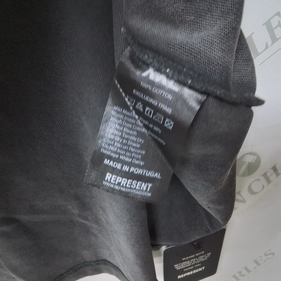 REPRESENT THOROUGHBRED JERSEY T-SHIRT IN VINTAGE BLACK - XXL