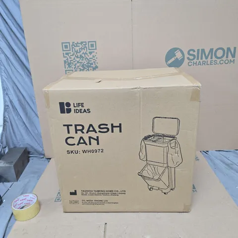 LIFE IDEAS TRASH CAN ON WHEELS WITH LID – BOXED (SKU WH0972)