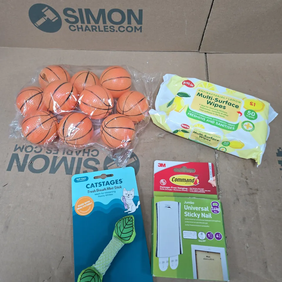 APPROXIMATELY 15 ASSORTED HOUSEHOLD PRODUCTS TO INCLUDE LED LIGHTS, STICKY NAIL KIT, SURFACE WIPES ETC 