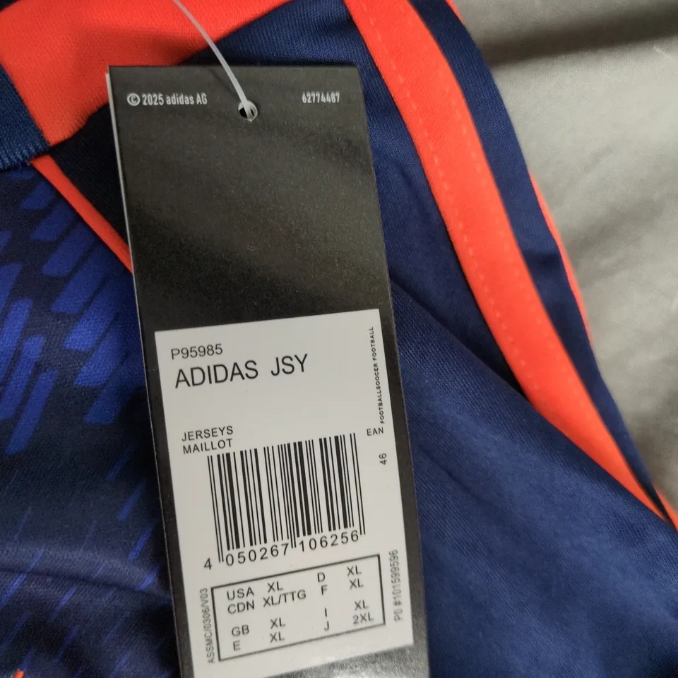 NOTTINGHAM FOREST F.C. ADIDAS FOOTBALL JERSEY – BLUE WITH ORANGE TRIM, UK XL, BAILEYS SPONSOR