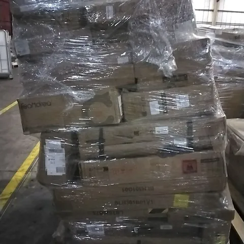 PALLET OF HOUSEHOLD ITEMS TO INCLUDE CAT LITTER BOX, CORNER BRACKET, STORAGE SHELF, OFFICE CHAIR AND OTHER ASSORTED ITEMS...