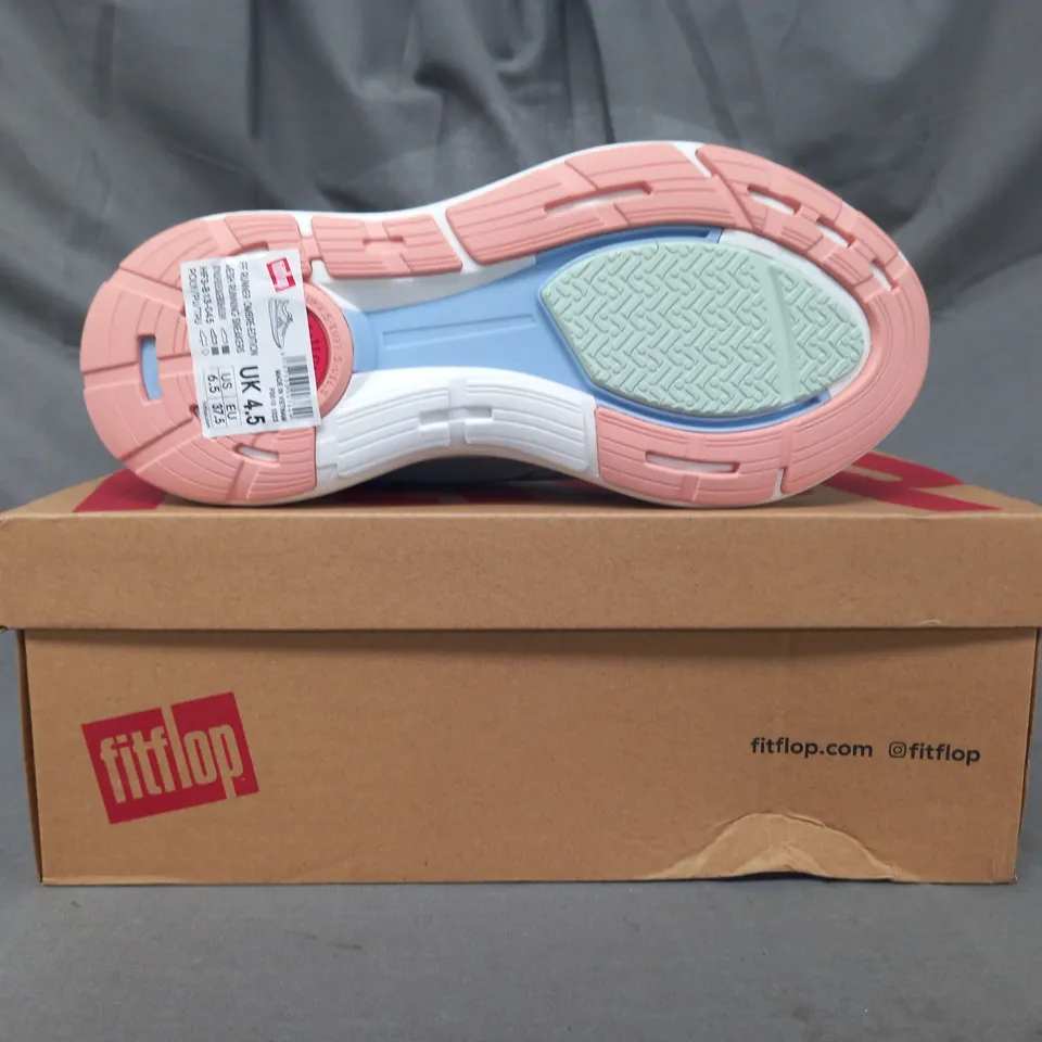 BOXED PAIR OF FITFLOP RUNNER OMBRE-EDITION MESH SNEAKERS IN BLUE/GREEN PASTEL GRADIENT UK SIZE 4.5