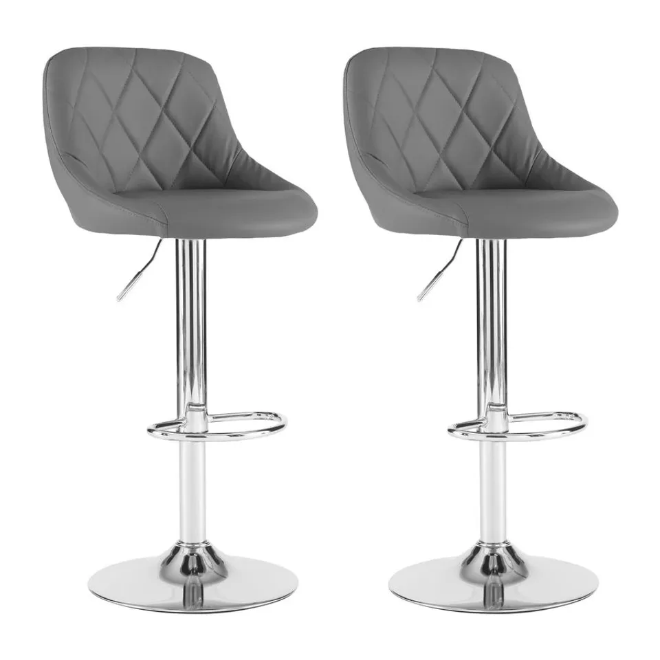 BOXED SET OF 2 NEO MADRID FAUX LEATHER SWIVEL BAR STOOLS - GREY (1 BOX)